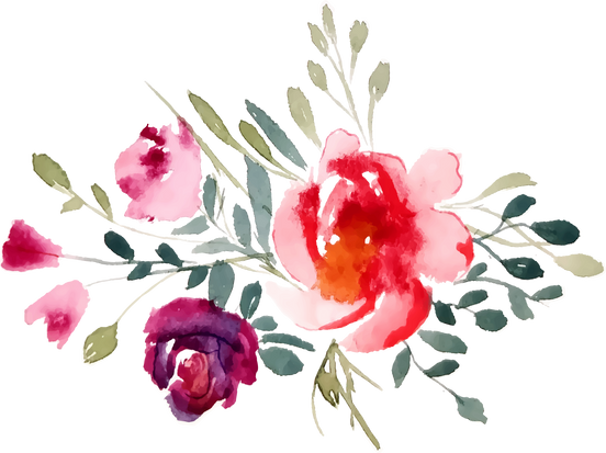 Watercolor Flowers and Leaves Illustration